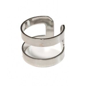 NEW - Minimalist Silver Double Band Adjustable Ring | Unisex Geometric Open Cuff